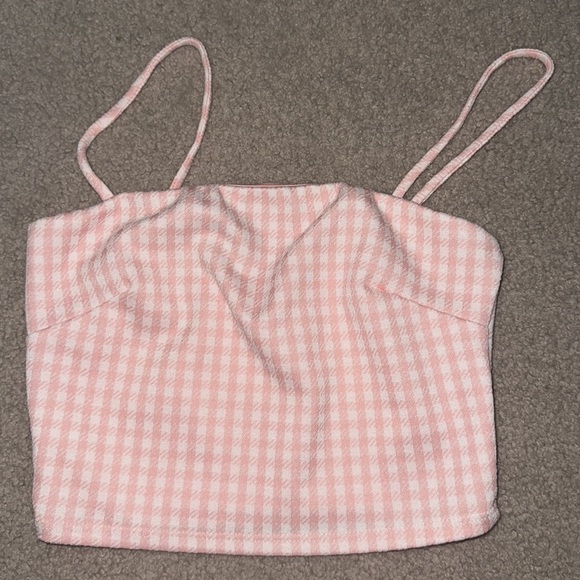 Two Piece Pink Plaid Tank Top and Skirt set - Picture 2 of 3